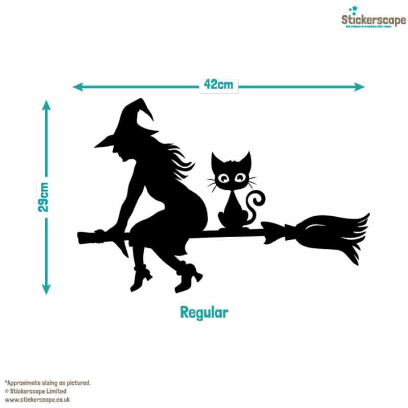 Witch and Cat on a Broomstick Window sticker | Halloween Sticker