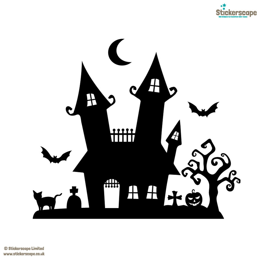 Haunted House Silhouette Window Sticker | Halloween Window Stickers