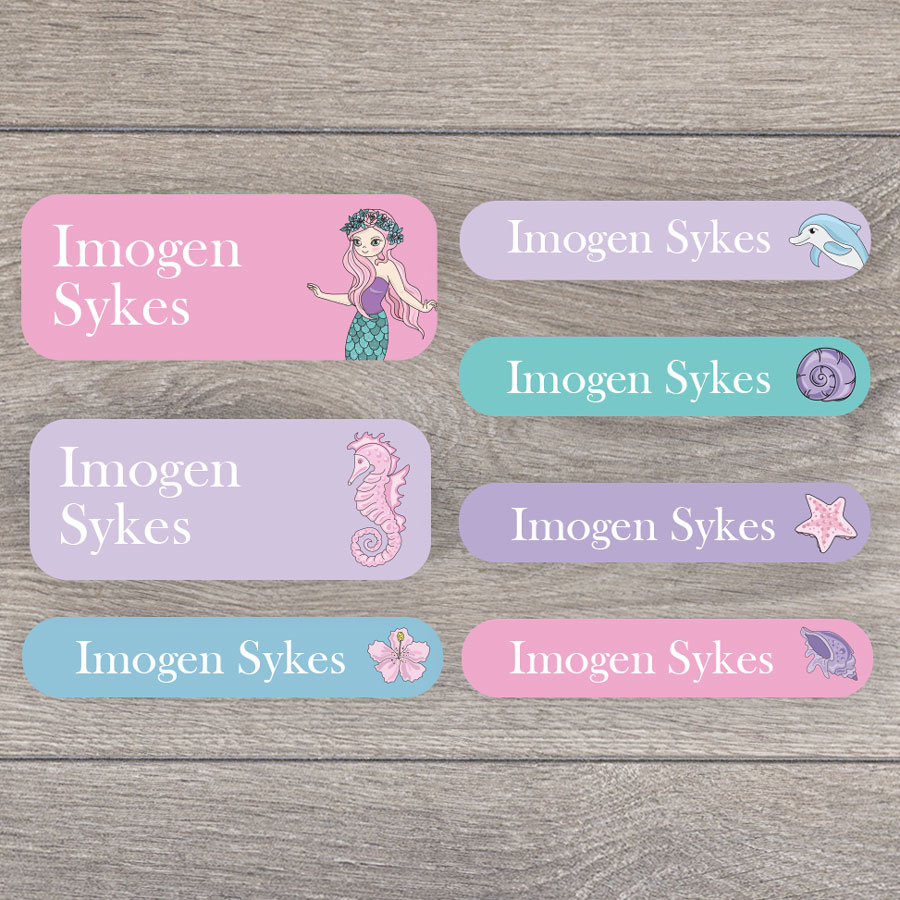 mermaid name labels mixed name label pack for kids stickerscape