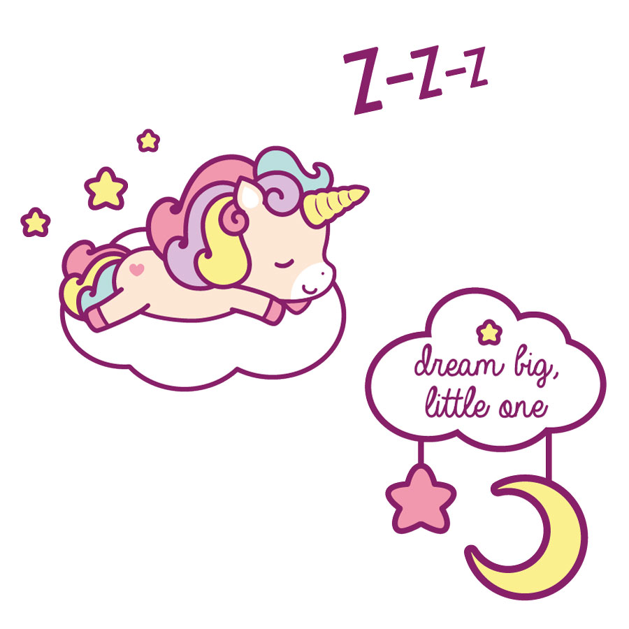 Cute sleeping unicorn wall sticker | Unicorn wall stickers ...