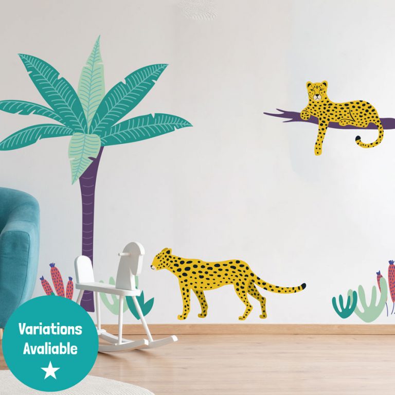 Bright Cheetahs Wall Sticker Packs | Jungle Wall | Stickerscape