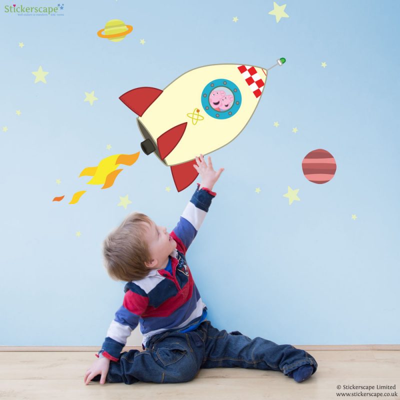 Peppa Pig and George in space wall stickers pack | Stickerscape