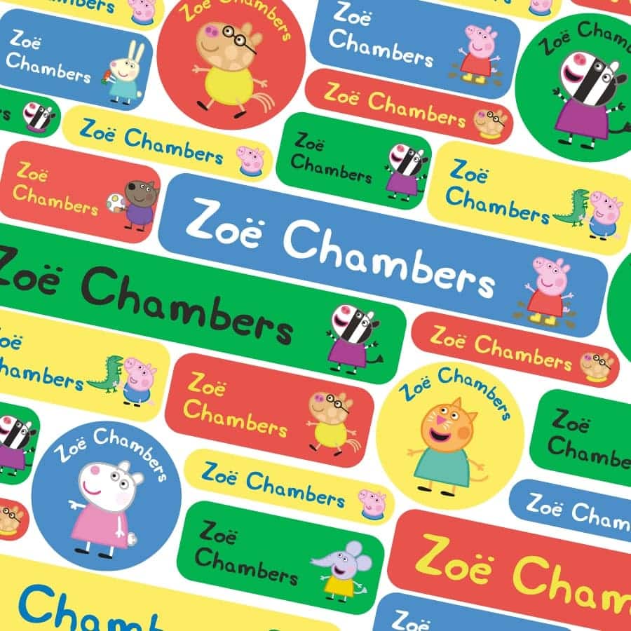 Peppa and Friends Stick On Name Labels
