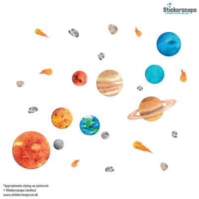 Solar System Wall Stickers on a white background