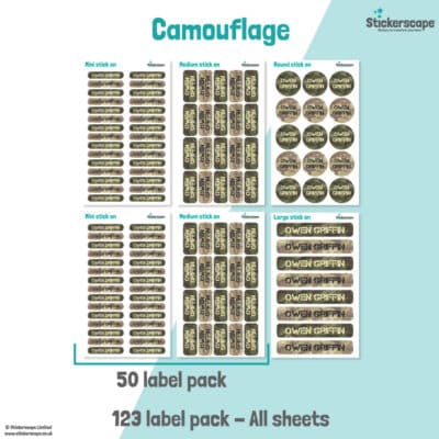 Camouflage Name Label Pack stickers included