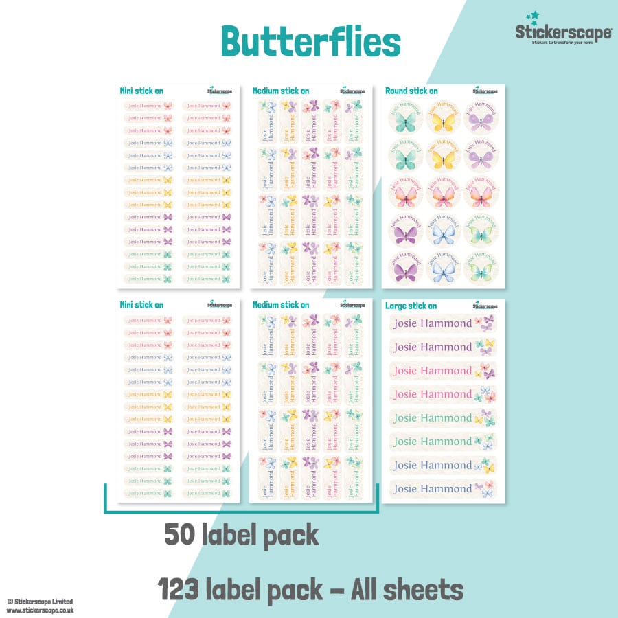 Butterfly Name Label Pack stickers included
