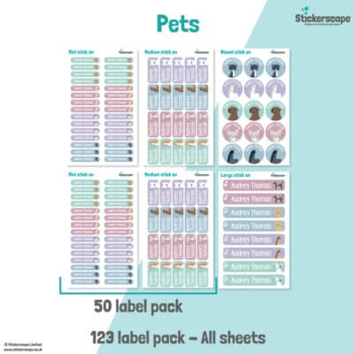 Pets Name Label Pack stickers included
