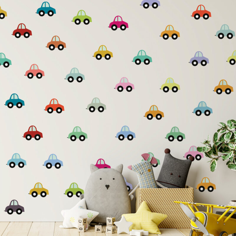 Rainbow Cars Wall Sticker Pack | Stickerscape