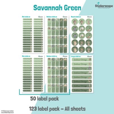 Green Savannah Name Label Pack stickers included