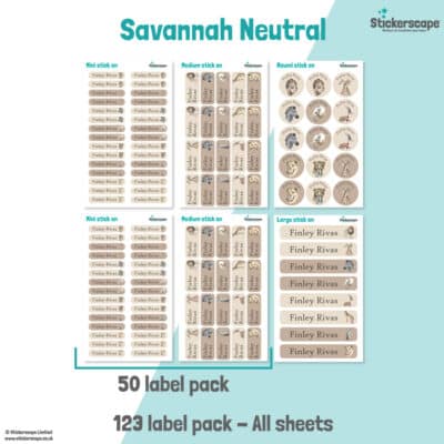 Neutral Savannah Name Label Pack stickers included