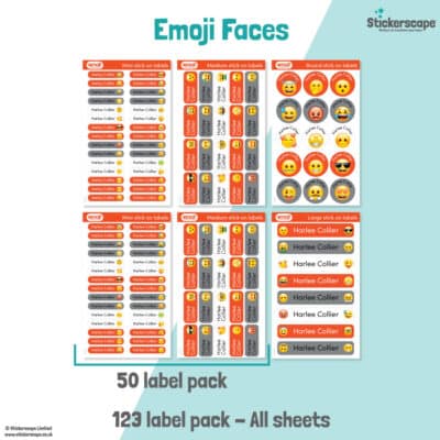 Emoji Faces Name Label Pack stickers included