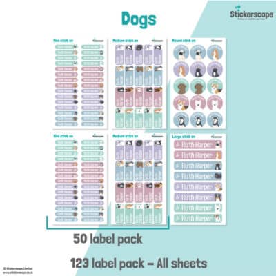 Dog Name Label Pack stickers included