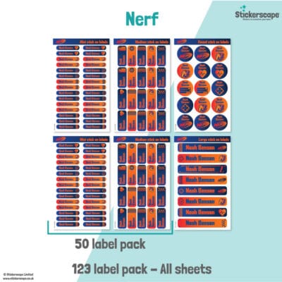 Nerf Name Label Pack stickers included
