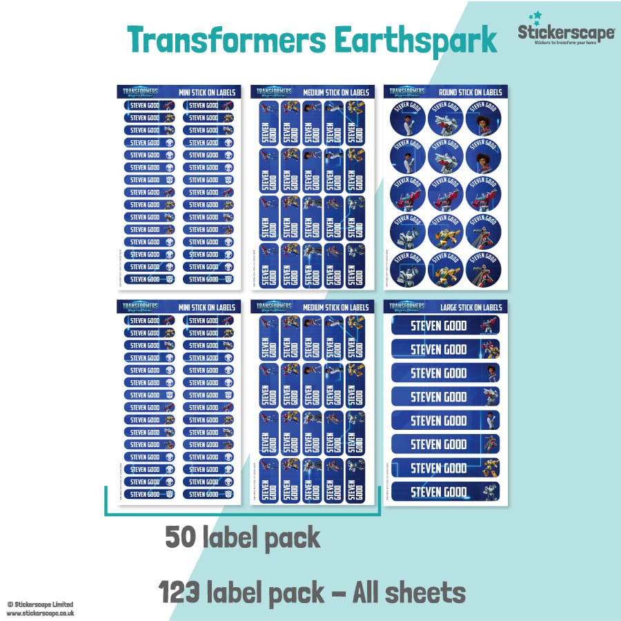 Transformers Name Label Pack stickers included