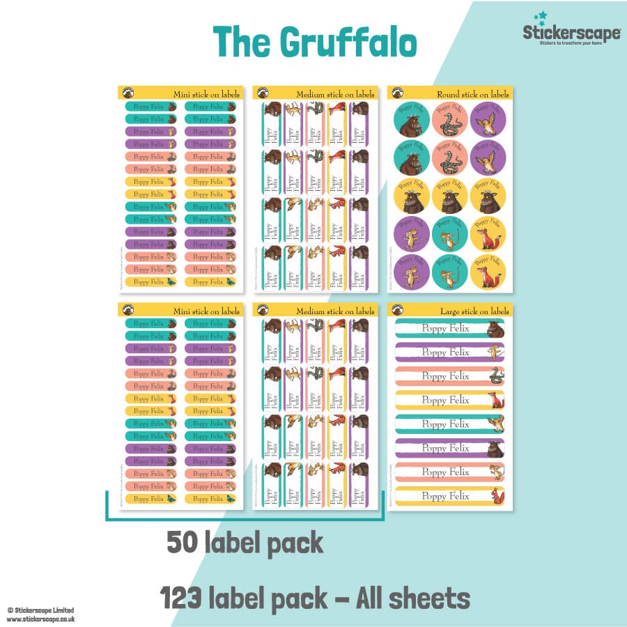 Gruffalo Name Label Pack stickers included