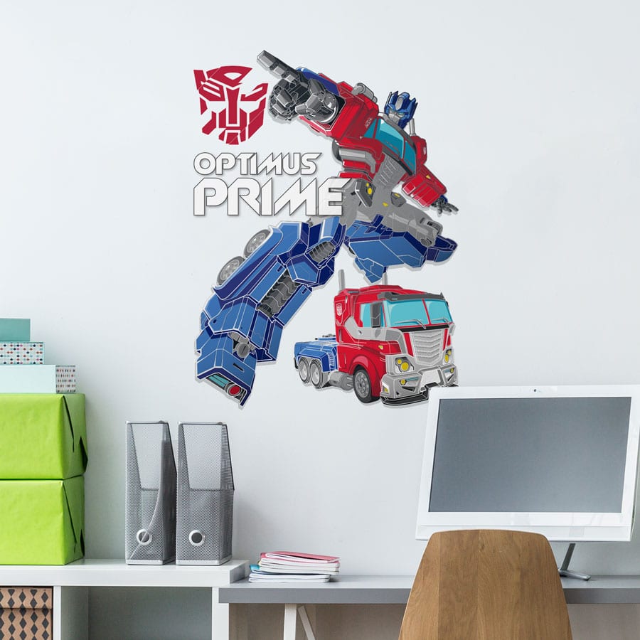 Optimus Prime wall sticker in a boy's bedroom