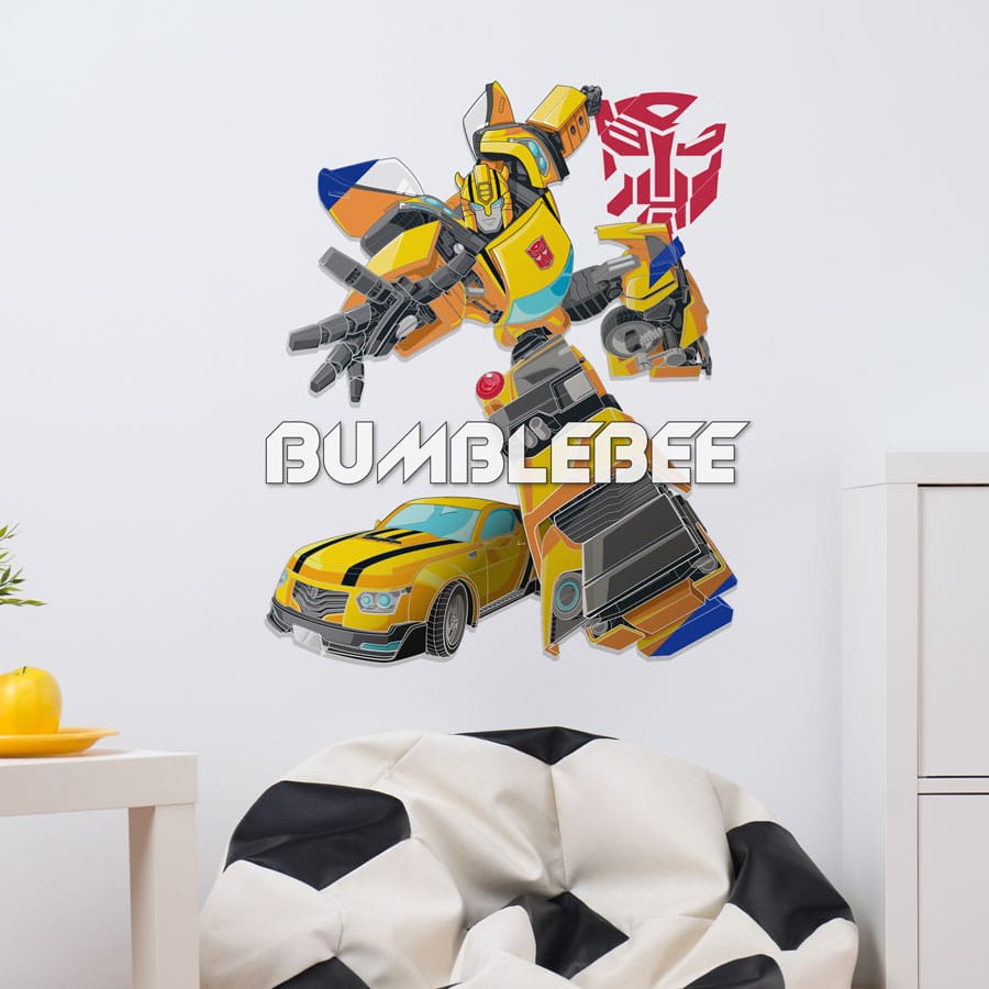 Bumblebee Wall Stickers on a child's bedroom wall next to a desk